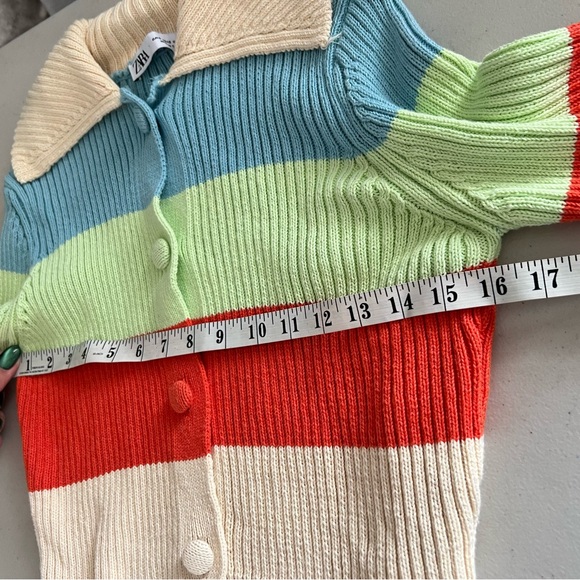 Zara Striped Knit Buttoned Sweater Size Small - Picture 5 of 8